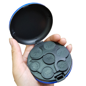 Round Case Flip Cover Euro Coins Holder Box