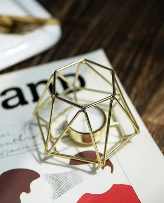 Gold Geometric Metal Tealight Candle Holders