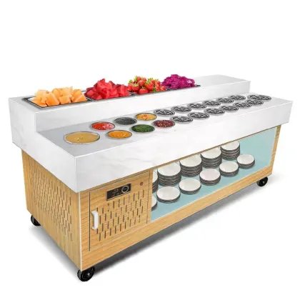 Stainless Steel Small Grids Chiller Patisserie Showcase Fridge