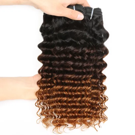 9a 100g SPARK Ombre Brazilian Remy Human Hair Weaving Bundle for Women Weave Hair Extension Black Brown Deep Curly Wave 1b/4/30