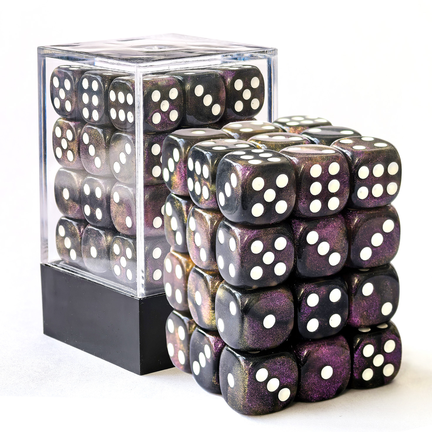 Semi Translucent Black Dice + Purple Shimmery