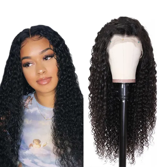 Top Quality Grade 10A Perucas Long Hair China Woman Swiss12 ,24 ,26 Inches Deepwave Full Lace  Remy Human Hair Wig