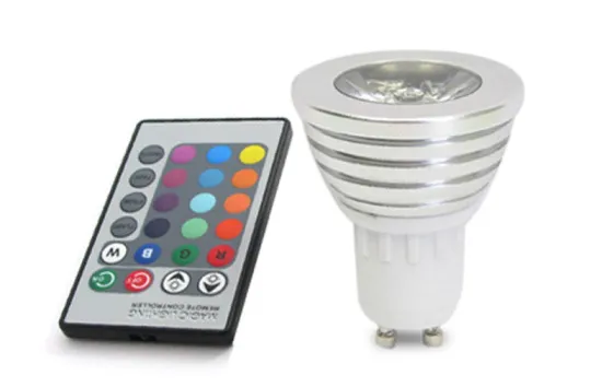 3 Watt Aluminum Led Spotlight Bulb , Rgb Multi Color Led Spot Light With Remote Controller