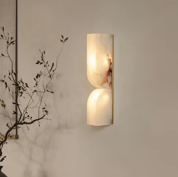 Modern Luxury Alabaster Cylinder Light Spain Marble Wall Lamp Small Size for Hotels and Restaurants