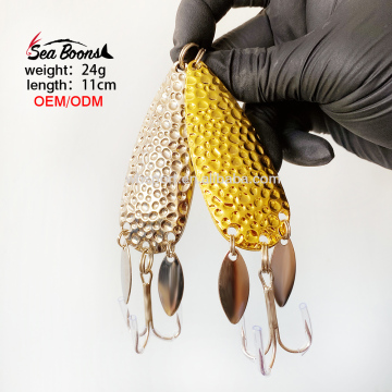 Factory Wholesale 24g Sea Fishing Electroplate Metal Jig Spoon Lure with Treble Hook