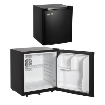 Portable Solar-Powered Mini Fridge with Freezer - 12V DC Single Door Black Refrigerator