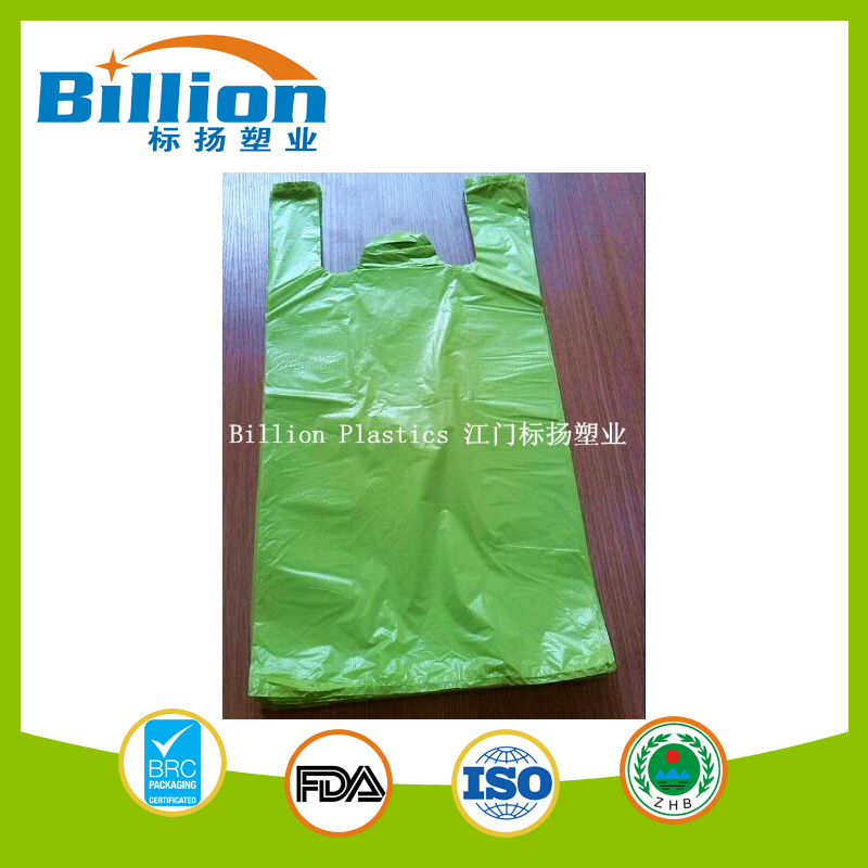 HDPE LDPE Cheap Polythene Plastic Grocery Amazon Biodegradable T-Shirt Bags on Roll