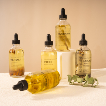 Pure Natural Organic Skin Care: Custom Logo Rose Flower Multi Massage Oil for Hair, Face, and Body