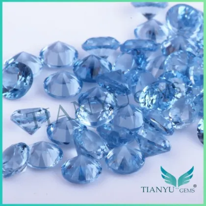 119# D-sapphire blue round nano spinel chrysocolla chalcedony gemstone for clothes