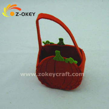 Cute felt home decorations storage basket with pumpkin shape