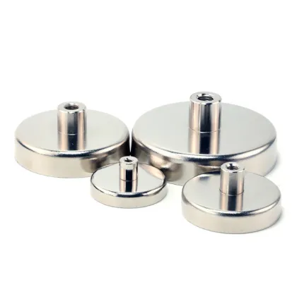 Super Strong Neodymium Pot Magnet with Internal Thread: Silver Pot Cup Magnet