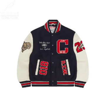 YuFan Custom LOGO Men's Baby Blue Varsity Jacket