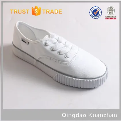 Lace-up white brand canvas shoes