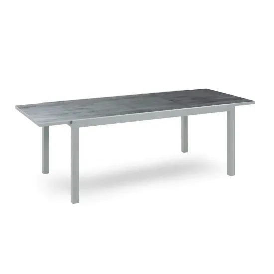 Aluminum Alloy Teak Double Extension Picnic Dining Table for Outdoor Use