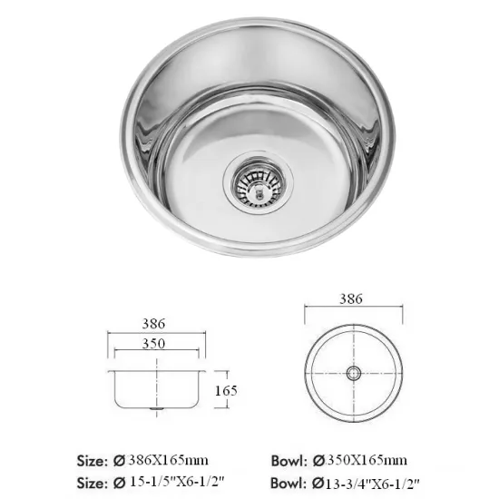 stainless steel topmount round kitchen sink