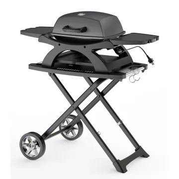 Electric Outdoor Barbecue Grill with Foldable Stand