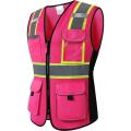 Women High Visibility Reflective Pink Mesh Safety Vest