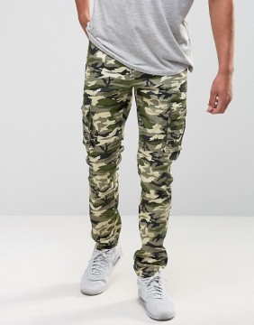 Custom Guangzhou Manufacturer OEM 100% Cotton Slim Breathable Functional Green Camo Men's Cargo Camouflage Pants