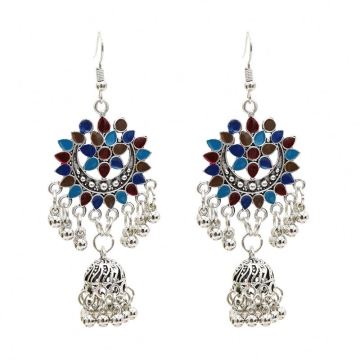 2022 Hot Sale Indian Jhumka Tassel Flower Drop ต่างหู