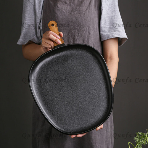 Cookware Set-Large Irregular Steak Pan with Acacia Handle