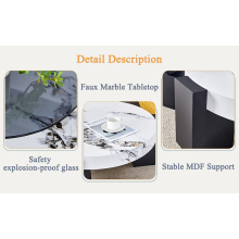 Modern Round Coffee Table with Glass Top