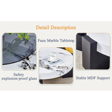 Modern Round Coffee Table with Glass Top