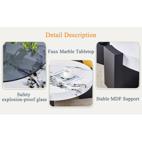 Modern Round Coffee Table with Glass Top