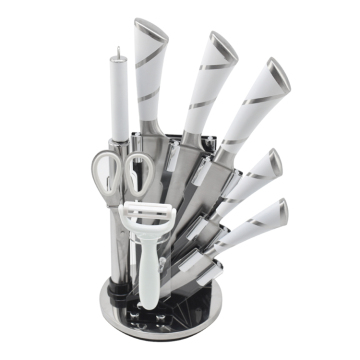 Penjelasan Blok Pisau Akrilik 9-Piece Berlubang Terbaik Diatur dengan Peeler