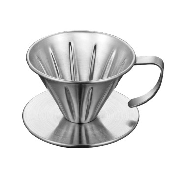 Stainless Steel Single Cup Coffee Maker with Reusable Metal Cone Filter - Paperless Design