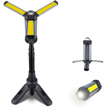 2000 Lumen wiederaufladbares Arbeitslicht mit Stand: Cordless Work Light mit Dreifachkopf-Cob-LED-Lampen mit