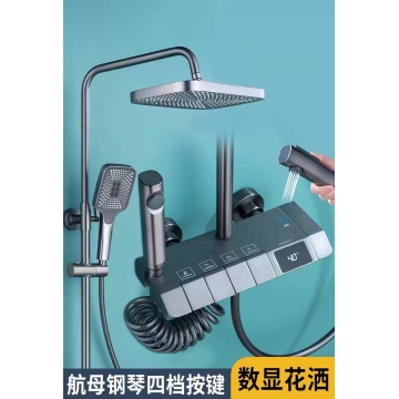 Grifo de baño de agua termostático con llaves de piano con luces de ducha juego de ducha
