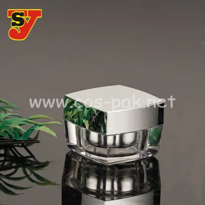 Acrylic Cream Jar With Shiny Silver ABS Cap