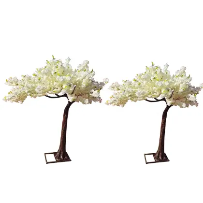 White wedding decoration cherry blossoms flowers artificial tree
