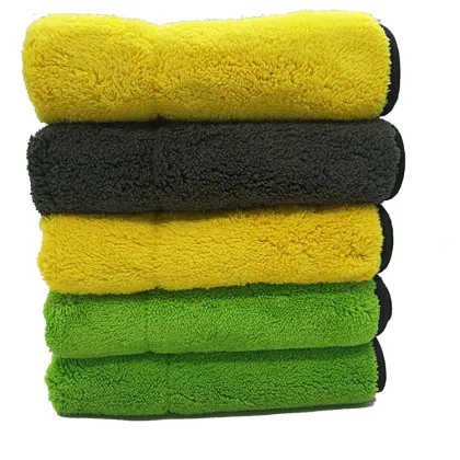 Yellow Black Car Cleaning Wash Polish Microfiber Towel