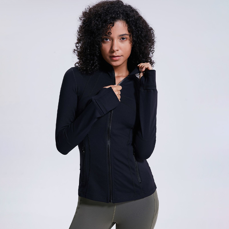 Jaqueta esportiva feminina slim full zip jacket gultleneck