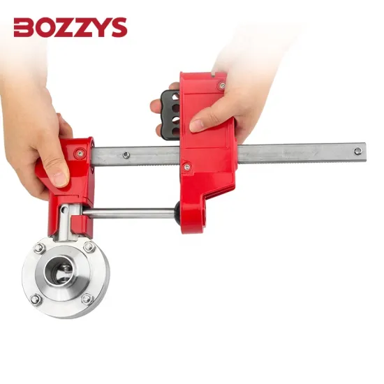 BOZZYS Pull-handle Sanitary Butterfly Valve Lockout with 4 Padlocks - Suitable for 70mm to 210mm Valves