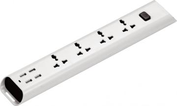 Master switch 4 ways Universal extension socket (USB)