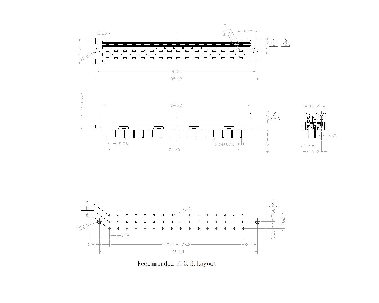 DFS-X-X-X-X-D02 DIN41612 Vertical Female F Type High Power Connectors 48 Positions