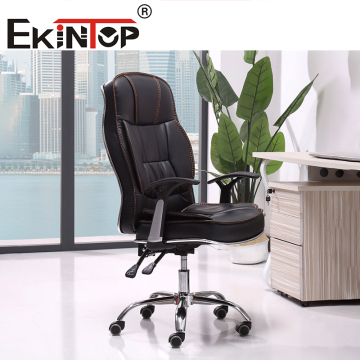 Ekintop Cheap High Back Ergonomic Comfortable Black Swivel Boss Leather Office Chair