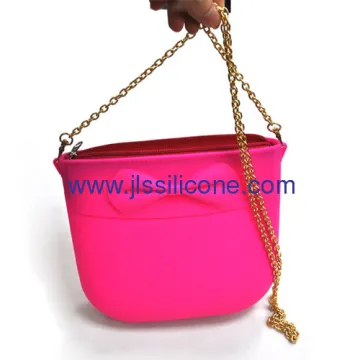 Fashion Silicone Shopping Bag With Metal Shoulder Belt 