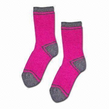 Girl's Merino Wool Full Terry Crew Socks, Thermal and Warm Function, Made of Spandex