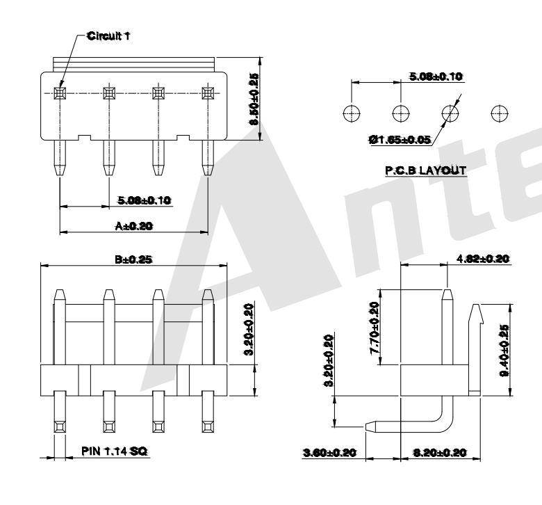 5.08 MM 90°Wafer Connector Series AW5083R-XP