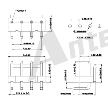 5.08 MM 90°Wafer Connector Series AW5083R-XP