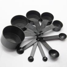 Black Plastic Measuring Cups Measuring Spoon Sets Kitchen Tools Measuring Set For Baking Coffee Tea Tools 10pcs/lot