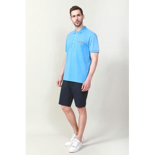 MEN'S KNIT BLUE COLOR PLAIN DYED POLO