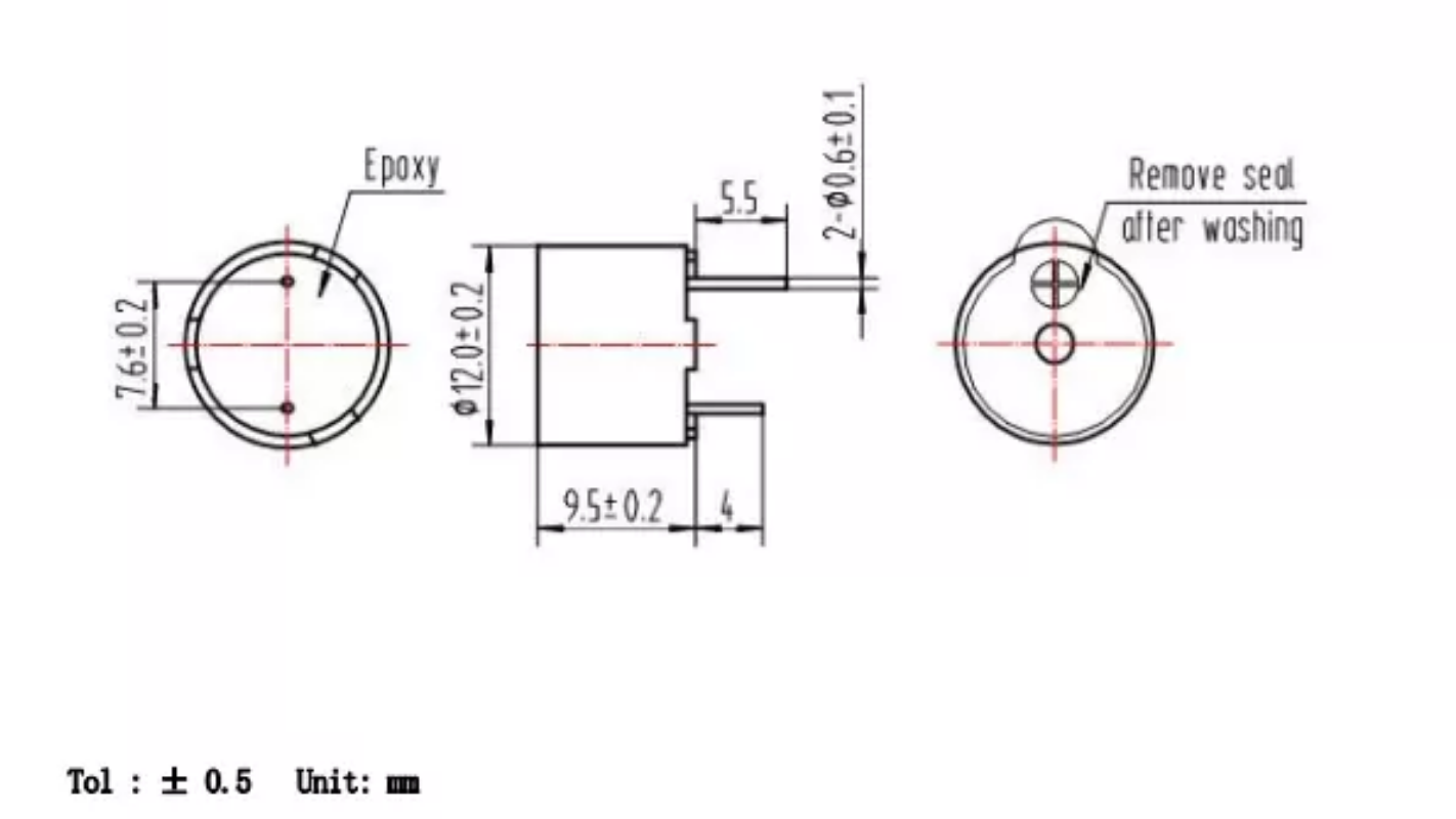 Diameter 12mm Height 9.5mm Magnetic Buzzer 12V 