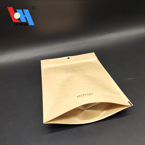 Kraft Paper Pouches With Zipper And Clear Window