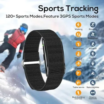 Smart Health Bracelet, Fitness Tracker | Heart Rate & Sleep, 5ATM Waterproof, Multi Sport Modes, Auto Monitor, Free App