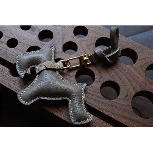 Schnauzer Dog Handmade Leather Car Keychain