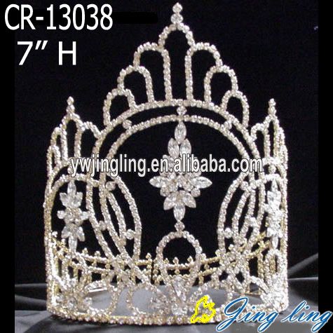 7'' Silver Plated Rhinestone Flower Tiaras